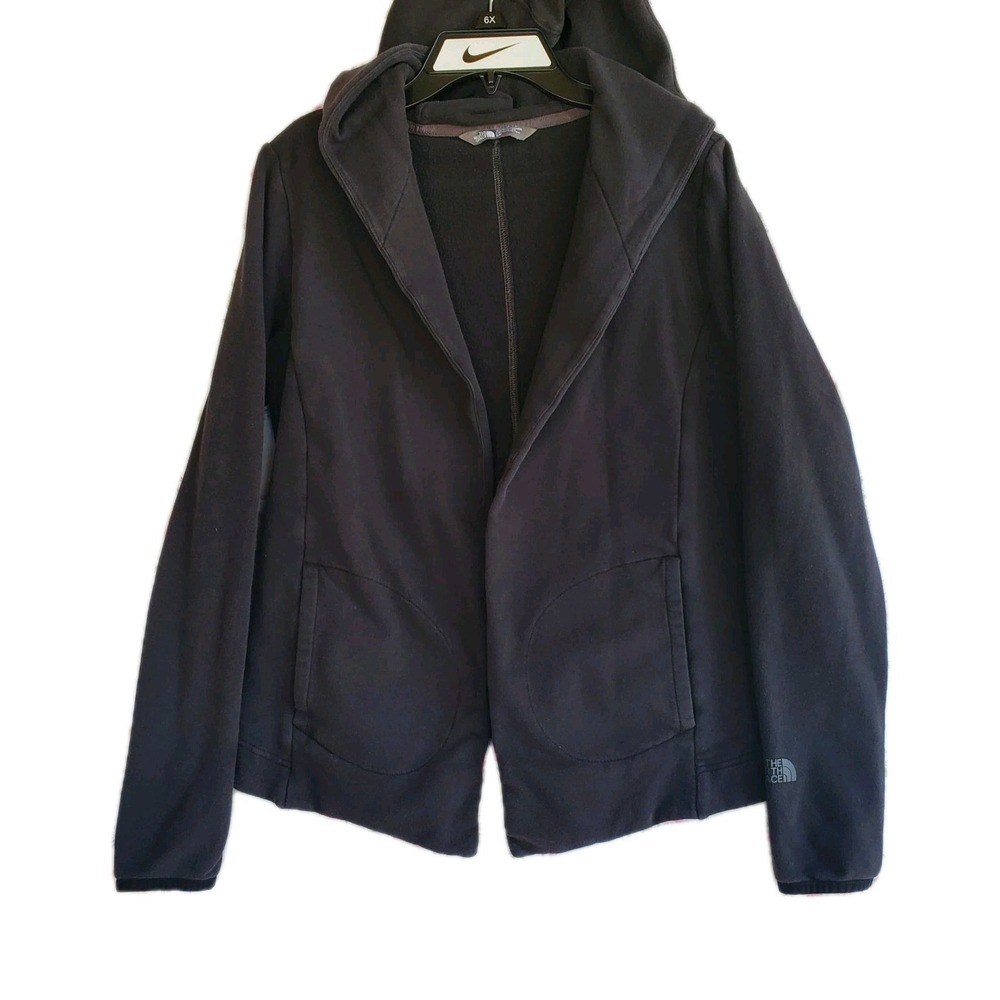 The North‎ Face Womens Black Gray Open Front Hooded Jacket Blazer Small